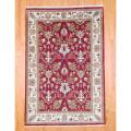 Indo Hand-knotted Kazak Burgundy/ Ivory Wool Rug (6' x 9')