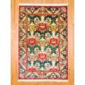 Indo Hand-knotted Oushak Beige/ Red Wool Rug (6' x 9')