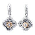 Meredith Leigh 14k Gold and Silver 1/10ct TDW Diamond Earrings (H-I, I2-I3)
