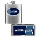 Seattle Seahawks Hip Flask and Money Clip Set