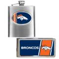 Denver Broncos Hip Flask and Money Clip Set