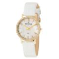 Skagen Women's 'Glitz' Stainless Steel Yellow Gold Plated White Leather Watch