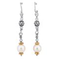 Meredith Leigh Sterling Silver and 14k Gold FW Pearl Earrings (8 mm)