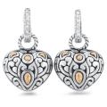 Meredith Leigh Silver/ Gold 1/10ct TDW Diamond Heart Earrings (H-I, I2-I3)