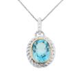 Meredith Leigh Sterling Silver and 14k Gold Blue/ White Topaz Necklace