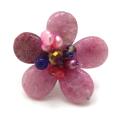 Pink Goldstone Rosy Floral Handmade Free Size Ring (Thailand)