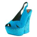 Terrari Women's 'Italia-01' Blue Rhinestone Platforms