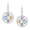 14k Gold Multi-gemstone and 3/4ct TDW Diamond Earrings (G-H, SI1-SI2)
