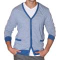191 Unlimited Men's Blue Stripe Cardigan Sweater