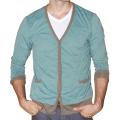 191 Unlimited Men's Seafoam Striped Cardigan Sweater
