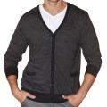 191 Unlimited Men's Black Pinstripe Cardigan Sweater