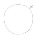 Icz Stonez Sterling Silver Cubic Zirconia Cross Charm Anklet