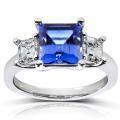 14k Gold Created Blue Sapphire and 3/4ct TDW Diamond Ring (H-I, VS1-VS2)