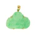 Mason Kay 14k Yellow Gold Green Jadeite Carved Buddha Pendant