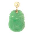 Mason Kay 14k Yellow Gold Green Jadeite Carved Pendant