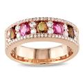 18k Pink Gold Plated Silver 2 1/7 CT TGW Tourmaline and CZ Ring