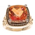 14k Yellow Gold Sunset Topaz and 1/4ct TDW Brown Diamond Ring