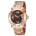 Chopard Women's 'Happy Sport Round' Brown Dial Rose Gold Watch