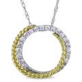 14k Two-tone Gold 1/4ct TDW Diamond Circle Necklace (H-I, I1-I2)