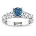 14k White Gold 1ct TDW Blue and White Diamond Ring (G-H, I2-I3)