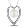 10k Gold Freshwater Pearl and 1/6ct TDW Diamond Neckalce (H-I, I2-I3)