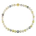 14k Yellow Gold Multi-colored Pearl and Diamond Accent Necklace