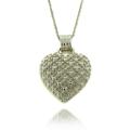 Fusion Silver Overlay Diamond Accent Heart Necklace