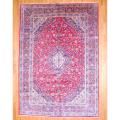 Persian Hand-knotted Mashad Red/ Navy Wool Rug (11' x 16')