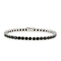Glitzy Rocks Sterling Silver 14 3/4ct TGW Black Spinel Tennis Bracelet