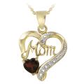 Glitzy Rocks 18k Gold over Silver Garnet and Diamond 'Mom' Necklace