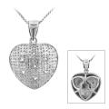 Sterling Silver Diamond Accent Puffed Heart Necklace