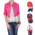 Journee Collection Junior's Cropped Fashion Denim Jacket