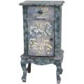 Rustic Blue Floral End Table Cabinet (China)