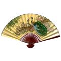 30-inch Wide Gold Leaf Peacocks Fan (China)