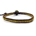Metallic Gold Honey Shine Triple Wrap Leather Bracelet (Thailand)