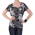 Journee Collection Women's Plus Stretchy Short-sleeve Print Shirt