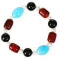 White Freshwater Pearl, Red Aventurine & Accent Beads Bracelet (China)