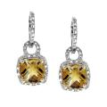 Moise Sterling Silver Citrine and 1/8ct TDW Diamond Earrings (H-I, I2-I3)