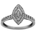 Sterling Silver 1/10ct TDW Diamond Marquise Shape Engagement Ring (H-I, I2-I3)