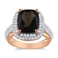 18k Pink Goldplated Silver 5 1/4ct TGW Smoky Quartz and Sapphire Ring