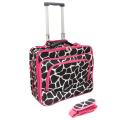 World Traveler Pink Trim Giraffe Fashion Print Women's Rolling 17-inch Laptop Briefcase