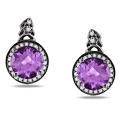 10k White Gold Amethyst and 1/5ct TDW Diamond Stud Earrings (H-I, I2)