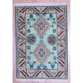 Indo Hand-knotted Kazak Light Green/ Beige Wool Rug (2' x 3')