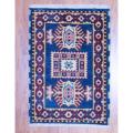 Indo Hand-knotted Kazak Teal/ Gold Wool Rug (2' x 3')