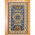 Indo Hand-knotted Kazak Blue/ Ivory Wool Rug (3' x 5')