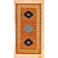 Indo Hand-knotted Kazak Rust/ Beige Wool Rug (2' x 4')