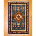 Indo Hand-knotted Kazak Teal/ Burgundy Wool Rug (3' x 5')
