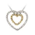 Gold over Silver 1/8ct TDW White Diamond Double Heart Necklace (J, I3)