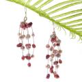 Striking Waterfall Freshwater Dyed Maroon Pearl .925 Silver Hooks Earrings (Thailand)