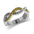 14k White Gold Yellow Sapphire and 1/3ct TDW Diamond Band (I-J, I1-I2)